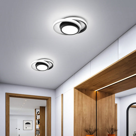 Contemporary Black Metal LED Ceiling Light Fixture - Round/Square Design with Warm/White/3 Color Light