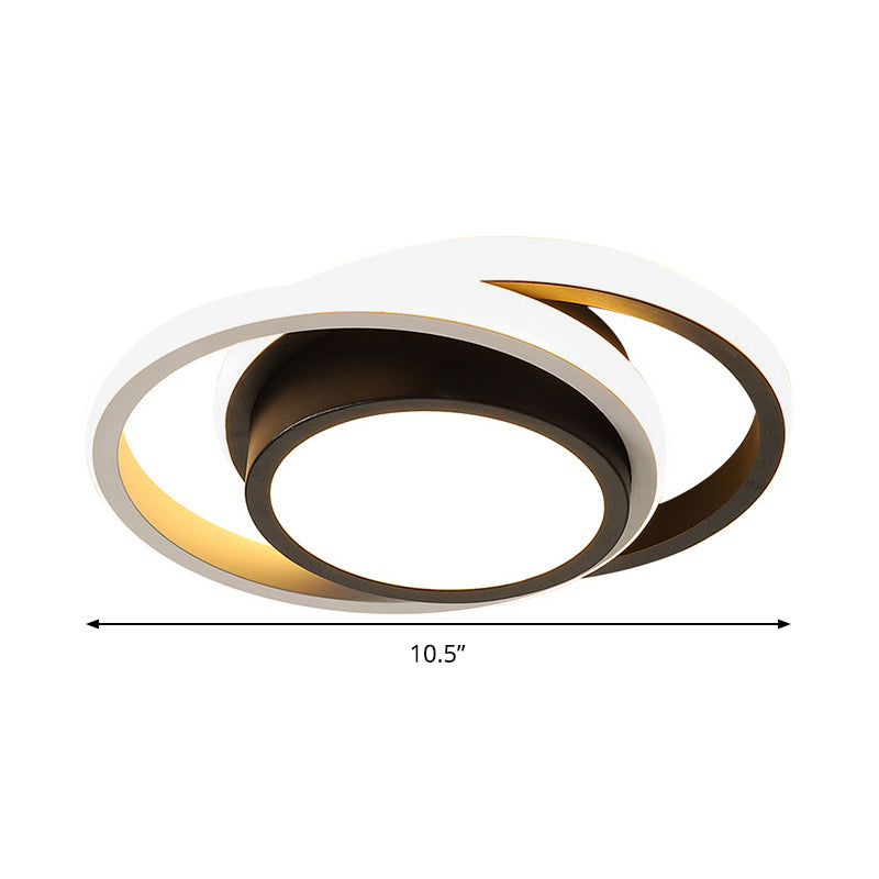 Contemporary Black Metal LED Ceiling Light Fixture - Round/Square Design with Warm/White/3 Color Light