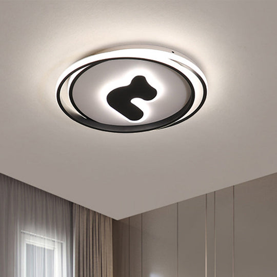Modern Black LED Flush Mount Ceiling Light Fixture - 16.5"/20.5" Wide Circle Acrylic, White/Yellow Light, Remote Control Dimming