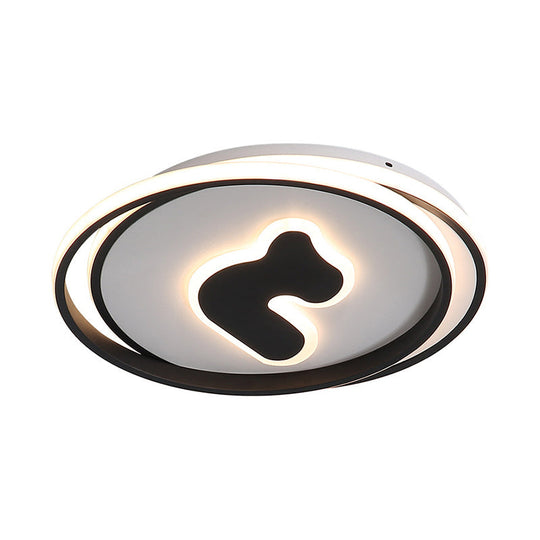 Modern Black LED Flush Mount Ceiling Light Fixture - 16.5"/20.5" Wide Circle Acrylic, White/Yellow Light, Remote Control Dimming