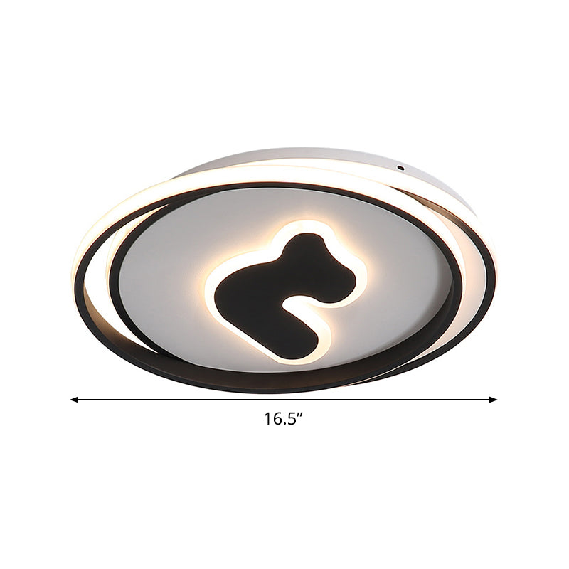 Modern Black LED Flush Mount Ceiling Light Fixture - 16.5"/20.5" Wide Circle Acrylic, White/Yellow Light, Remote Control Dimming