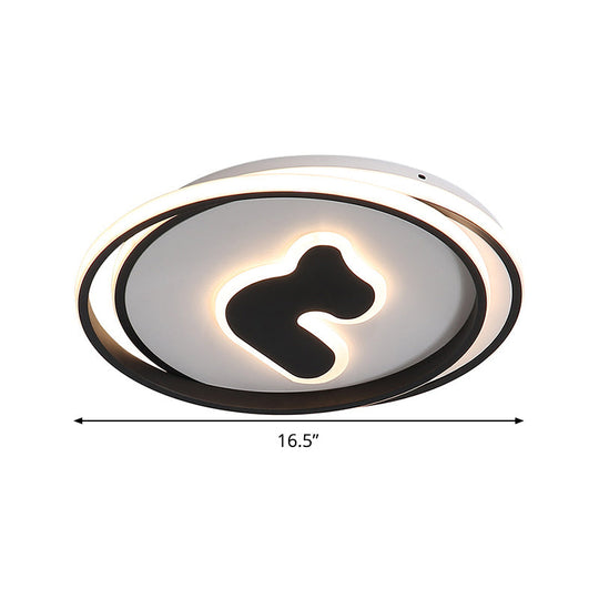 Modern Black Led Flush Mount Ceiling Light Fixture - 16.5/20.5 Wide Circle Acrylic White/Yellow