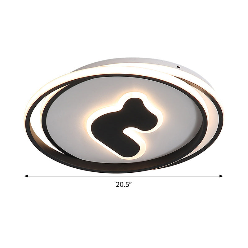 Modern Black LED Flush Mount Ceiling Light Fixture - 16.5"/20.5" Wide Circle Acrylic, White/Yellow Light, Remote Control Dimming