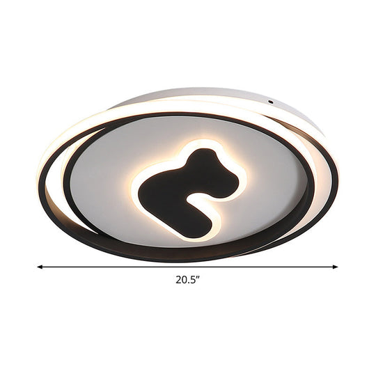 Modern Black Led Flush Mount Ceiling Light Fixture - 16.5/20.5 Wide Circle Acrylic White/Yellow