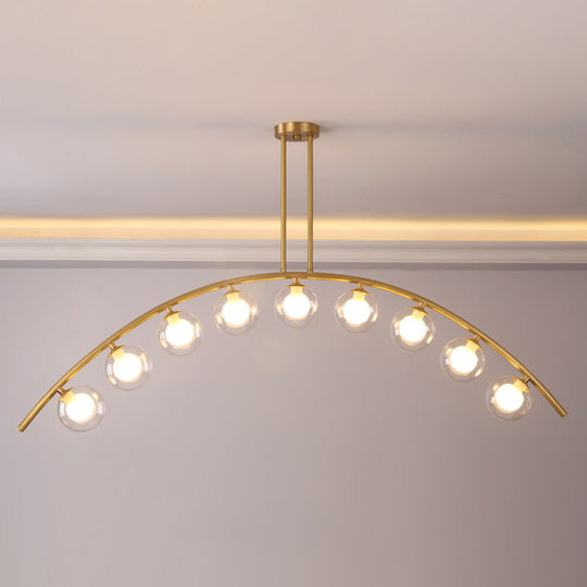 Modern Metal Arc Chandelier With Glass Ball Shades - 5/7/9 Light Pendant Ceiling Fixture