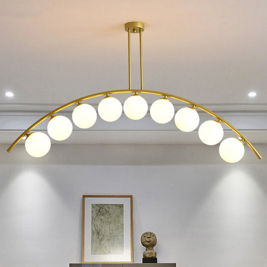 Modern Metal Arc Chandelier With Glass Ball Shades - 5/7/9 Light Pendant Ceiling Fixture