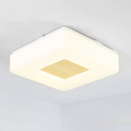 Modern Square Flush Mount LED Ceiling Light in Warm/White - Wide Acrylic Fixture, 8"/14.5"/18.5