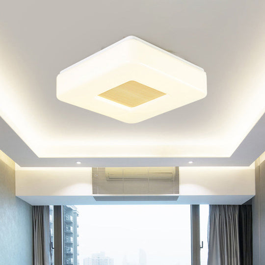 Modern Square Flush Mount LED Ceiling Light in Warm/White - Wide Acrylic Fixture, 8"/14.5"/18.5