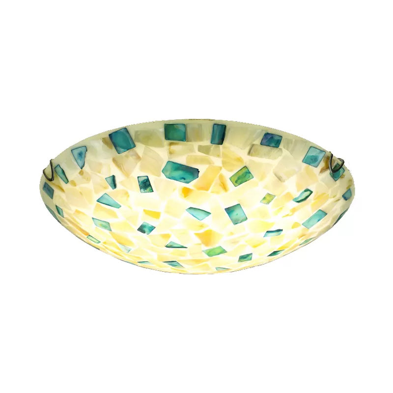 Tiffany Ceiling Light, Medium Flush Mount Fixture - Decorative Mosaic Bowl Shade for Bedrooms