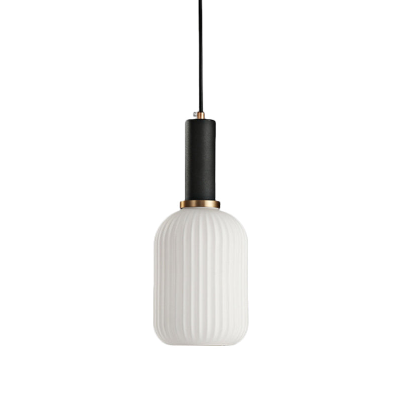 Macaron Black/Pink/Blue Pendant Dining Room Light With White Glass Shade - 5/8/12 Wide