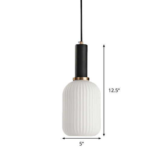 Macaron Black/Pink/Blue Pendant Dining Room Light With White Glass Shade - 5/8/12 Wide