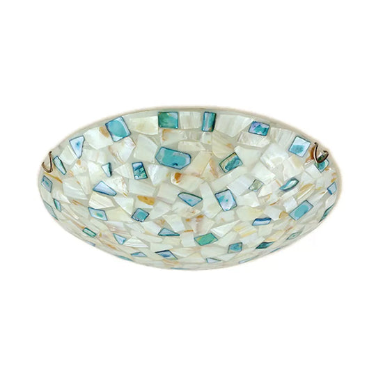 Tiffany Ceiling Light, Medium Flush Mount Fixture - Decorative Mosaic Bowl Shade for Bedrooms