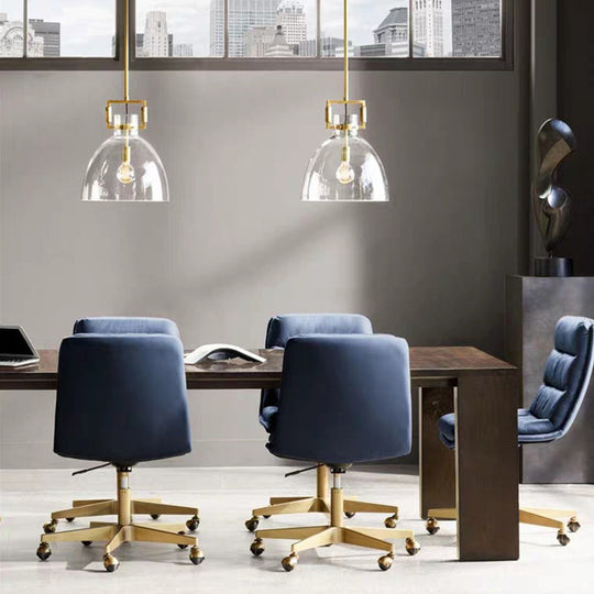 Lampe suspendue postmoderne à 1 tête en laiton, dôme/globe/cône avec abat-jour en verre transparent, 12"/12,5"/14" de large