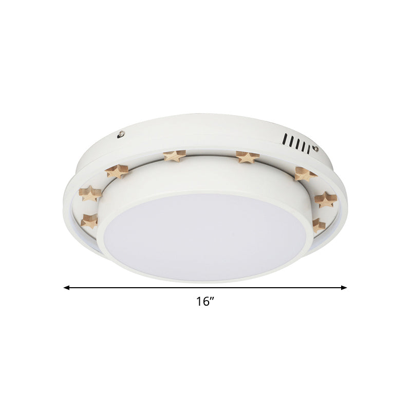 Modernist Metal LED Flush Mount Ceiling Light Fixture for Bedroom - 16"/19.5" Wide, Circular Design, White Finish
