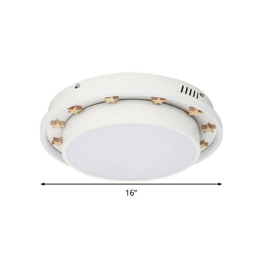 Modernist Metal LED Flush Mount Ceiling Light Fixture for Bedroom - 16"/19.5" Wide, Circular Design, White Finish