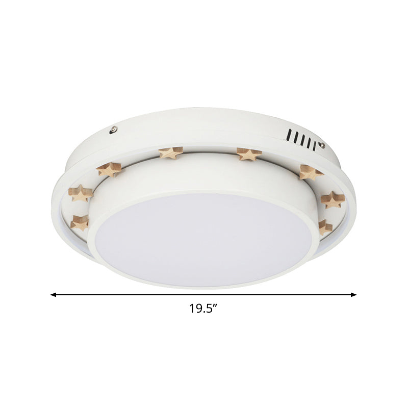 Modernist Metal LED Flush Mount Ceiling Light Fixture for Bedroom - 16"/19.5" Wide, Circular Design, White Finish