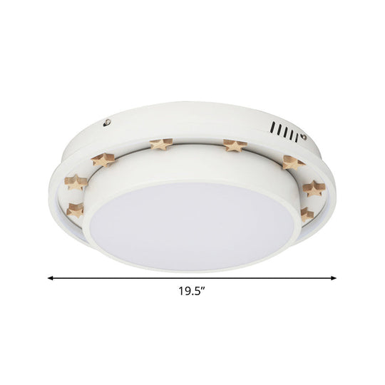 Modernist Metal LED Flush Mount Ceiling Light Fixture for Bedroom - 16"/19.5" Wide, Circular Design, White Finish