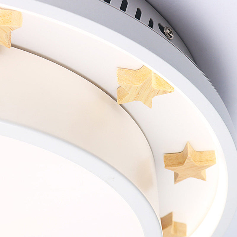 Modernist Metal LED Flush Mount Ceiling Light Fixture for Bedroom - 16"/19.5" Wide, Circular Design, White Finish