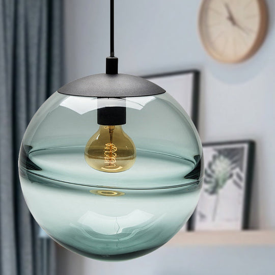 Modern Blue/Coffee Glass Sphere Pendant Light - 1 Head 8/10/12 Wide Elegant Dining Room Hanging