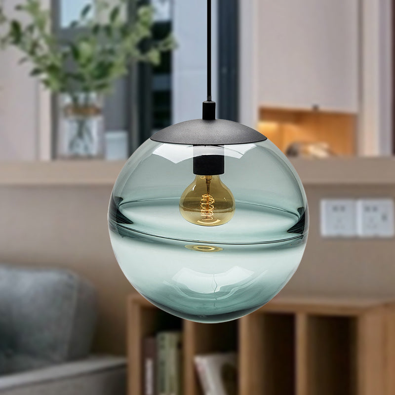 Modern Blue/Coffee Glass Sphere Pendant Light, 1 Head, 8"/10"/12" Wide - Perfect for Dining Room