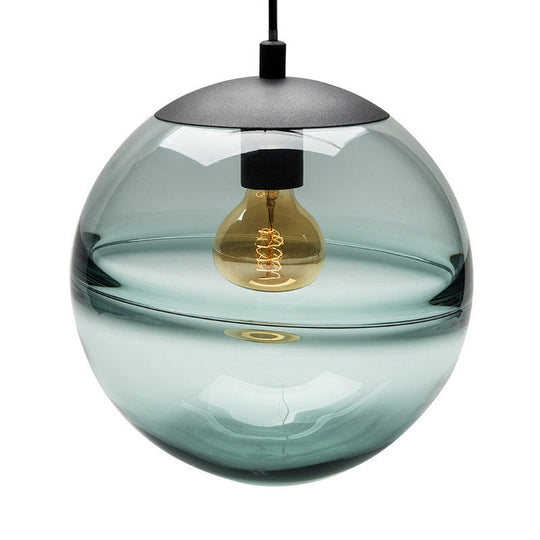 Modern Blue/Coffee Glass Sphere Pendant Light - 1 Head 8/10/12 Wide Elegant Dining Room Hanging