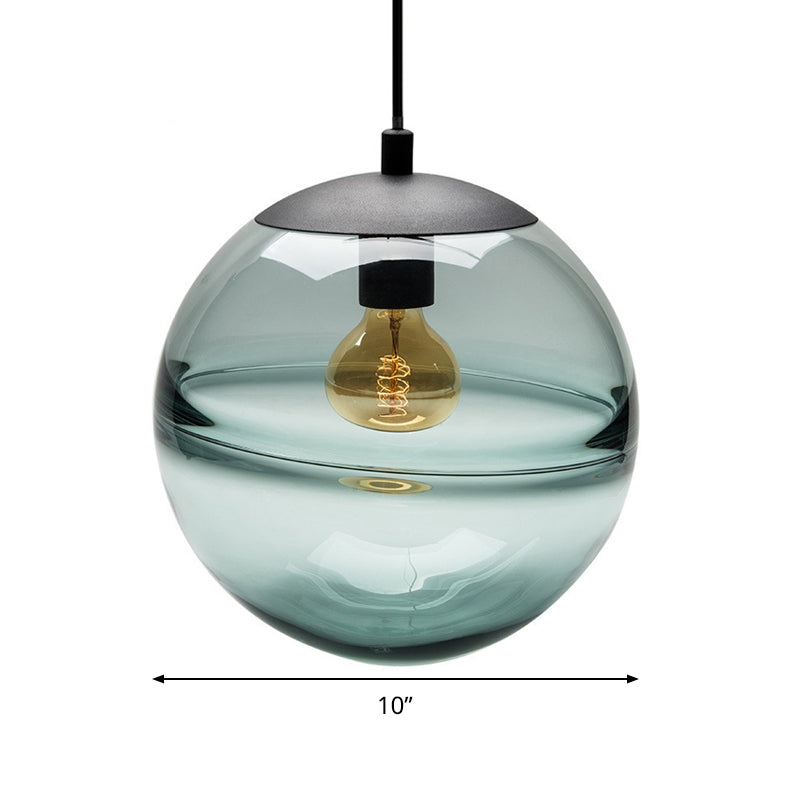 Modern Blue/Coffee Glass Sphere Pendant Light - 1 Head 8/10/12 Wide Elegant Dining Room Hanging