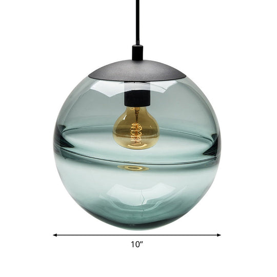 Modern Blue/Coffee Glass Sphere Pendant Light - 1 Head 8/10/12 Wide Elegant Dining Room Hanging