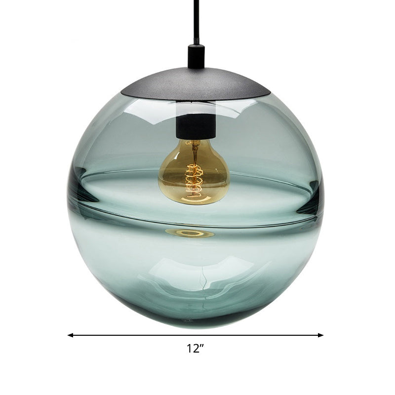 Modern Blue/Coffee Glass Sphere Pendant Light - 1 Head 8/10/12 Wide Elegant Dining Room Hanging