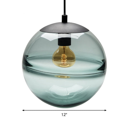 Modern Blue/Coffee Glass Sphere Pendant Light - 1 Head 8/10/12 Wide Elegant Dining Room Hanging
