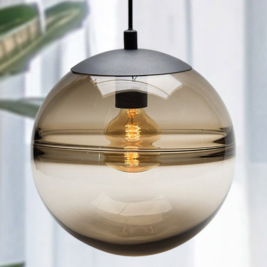 Modern Blue/Coffee Glass Sphere Pendant Light - 1 Head 8/10/12 Wide Elegant Dining Room Hanging