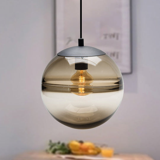 Modern Blue/Coffee Glass Sphere Pendant Light - 1 Head 8/10/12 Wide Elegant Dining Room Hanging