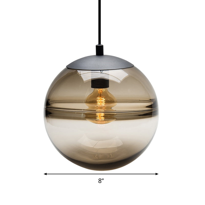 Modern Blue/Coffee Glass Sphere Pendant Light - 1 Head 8/10/12 Wide Elegant Dining Room Hanging
