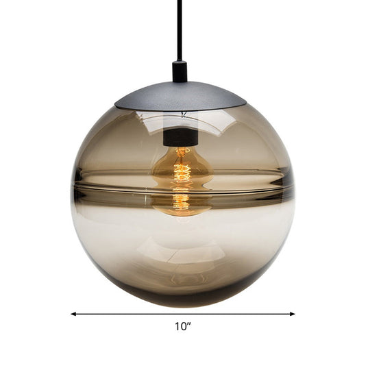 Modern Blue/Coffee Glass Sphere Pendant Light - 1 Head 8/10/12 Wide Elegant Dining Room Hanging