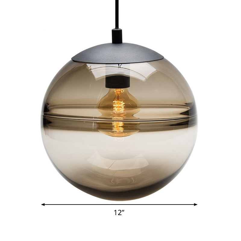 Modern Blue/Coffee Glass Sphere Pendant Light - 1 Head 8/10/12 Wide Elegant Dining Room Hanging