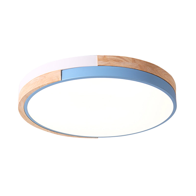 Contemporary LED Metal Circle Flush Light with Acrylic Diffuser in Warm/White Light - Pink/Yellow/Blue Ceiling Mounted Fixture