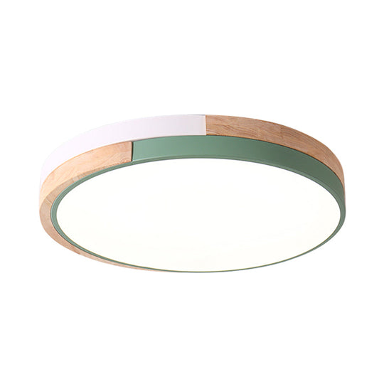 Contemporary LED Metal Circle Flush Light with Acrylic Diffuser in Warm/White Light - Pink/Yellow/Blue Ceiling Mounted Fixture