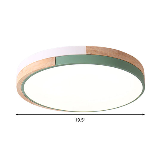 Contemporary LED Metal Circle Flush Light with Acrylic Diffuser in Warm/White Light - Pink/Yellow/Blue Ceiling Mounted Fixture