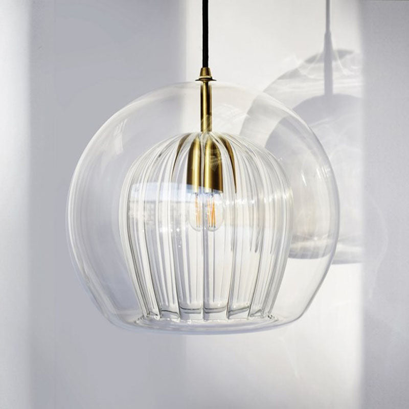 Ensemble de lampe suspendue nordique à 1 tête en verre transparent pour escalier Globe, 6"/8"/10" de large