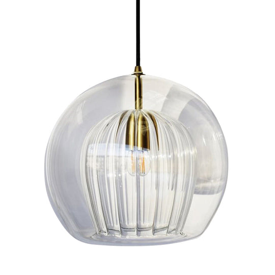Ensemble de lampe suspendue nordique à 1 tête en verre transparent pour escalier Globe, 6"/8"/10" de large
