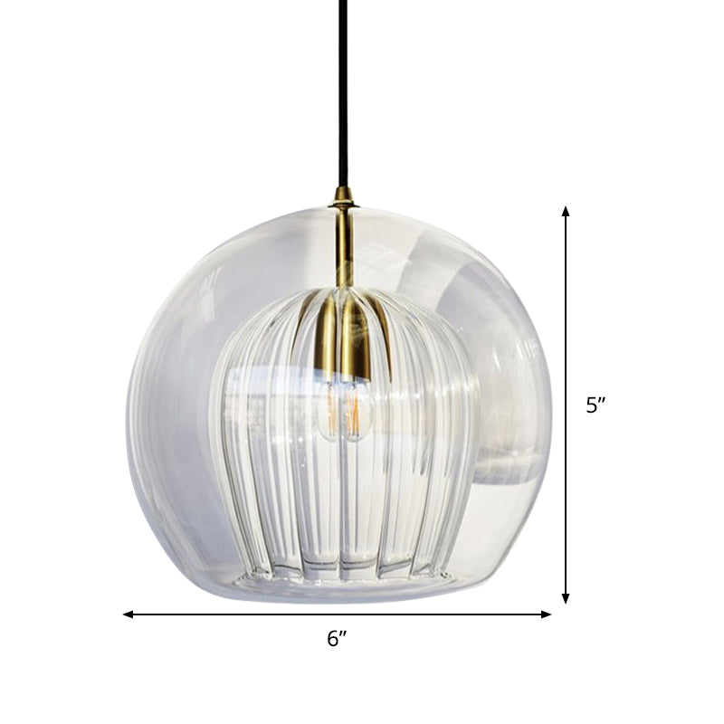 Ensemble de lampe suspendue nordique à 1 tête en verre transparent pour escalier Globe, 6"/8"/10" de large