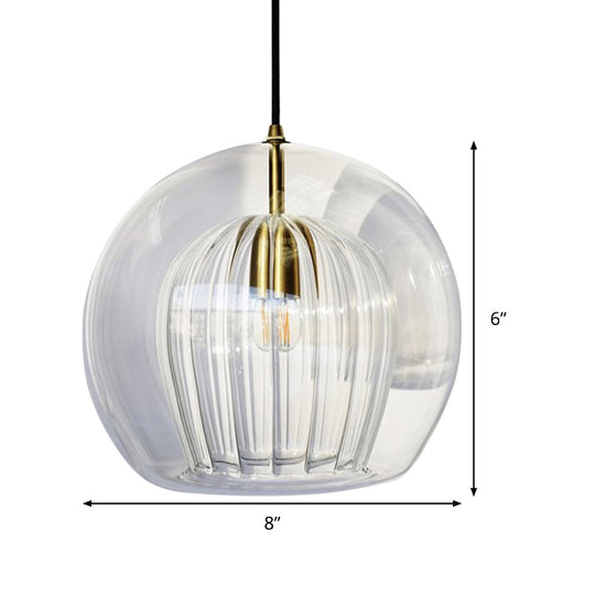 Ensemble de lampe suspendue nordique à 1 tête en verre transparent pour escalier Globe, 6"/8"/10" de large