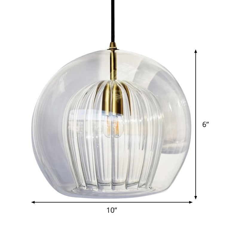 Ensemble de lampe suspendue nordique à 1 tête en verre transparent pour escalier Globe, 6"/8"/10" de large