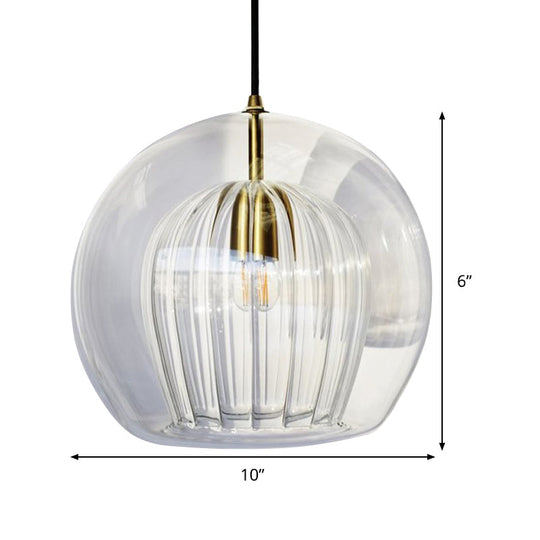 Ensemble de lampe suspendue nordique à 1 tête en verre transparent pour escalier Globe, 6"/8"/10" de large