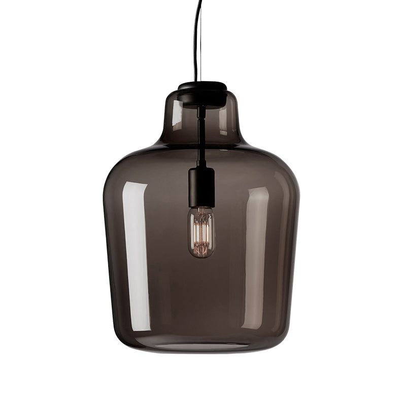 Contemporary Black Glass Jar Pendant Lamp - 1 Head Hanging Ceiling Light for Dining Room