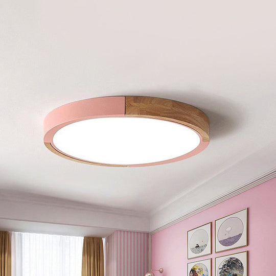 Circular Macaron LED Flush Mount Ceiling Light in 3 Colors and 2 Light Options, 16"/19.5" Wide