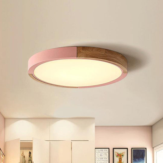 Circular Macaron LED Flush Mount Ceiling Light in 3 Colors and 2 Light Options, 16"/19.5" Wide