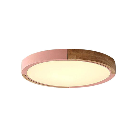 Circular Macaron LED Flush Mount Ceiling Light in 3 Colors and 2 Light Options, 16"/19.5" Wide