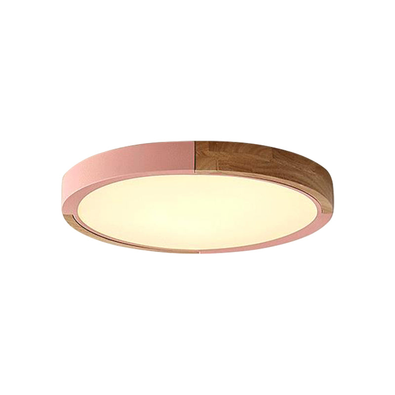 Circular Macaron Led Flush Mount Ceiling Light In 3 Colors And 2 Options 16/19.5 Wide