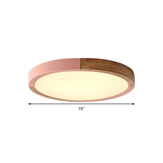 Circular Macaron LED Flush Mount Ceiling Light in 3 Colors and 2 Light Options, 16"/19.5" Wide