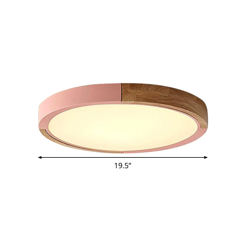 Circular Macaron Led Flush Mount Ceiling Light In 3 Colors And 2 Options 16/19.5 Wide